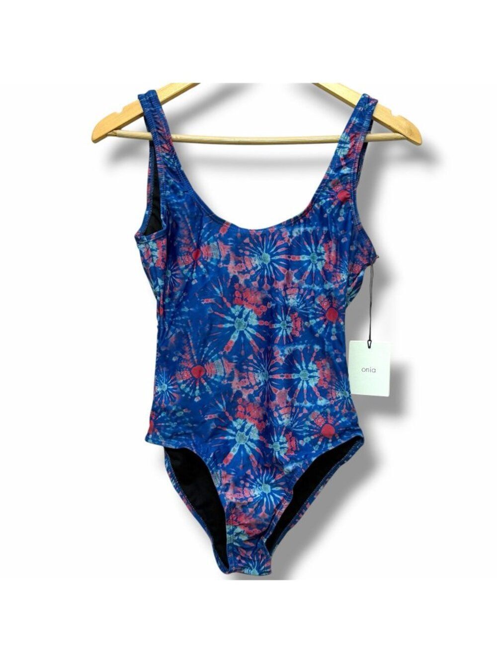 Onia Women's Tie Dye Fireworks Blue Red One Piece Swimsuit